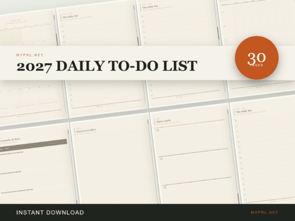 2027 Daily to-Do List | Printable PDF