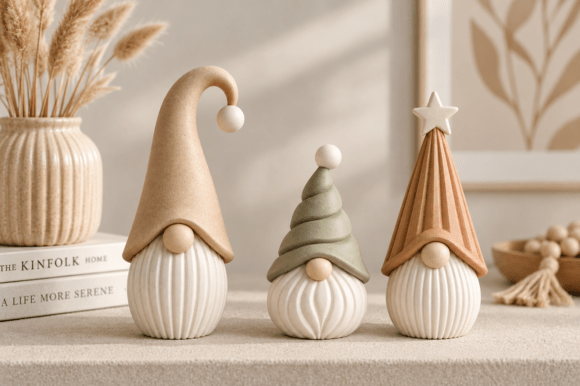 Modern Christmas Gnome STL Set – 3 Minimalist 3D Printable Gnome Models - Image 2
