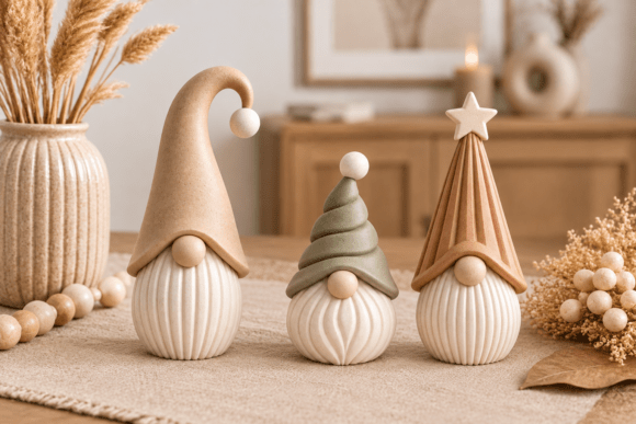 Modern Christmas Gnome STL Set – 3 Minimalist 3D Printable Gnome Models - Image 3