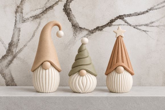 Modern Christmas Gnome STL Set – 3 Minimalist 3D Printable Gnome Models - Image 4