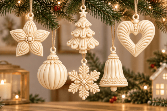 3D Printable Christmas Ornament Set STL - 6 Elegant Holiday Ornaments - Image 2