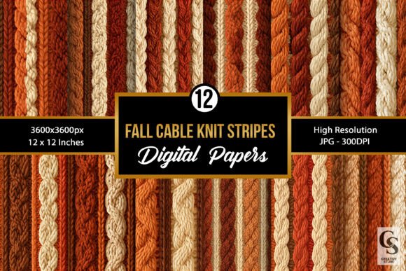 Autumn Cable Knit Texture Digital Paper