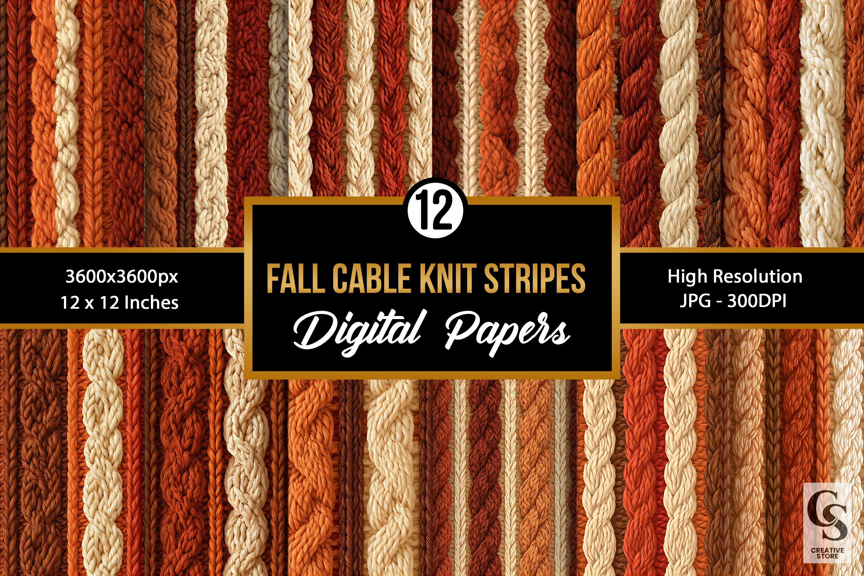 Autumn Cable Knit Texture Digital Paper