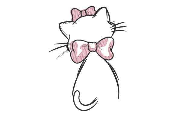 Back View Kitty with Pink Bow