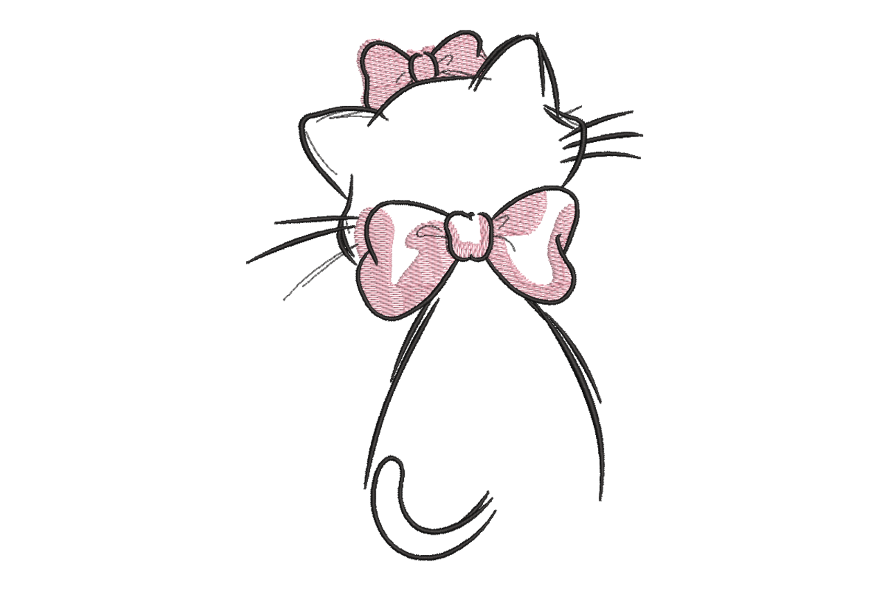 Back View Kitty with Pink Bow