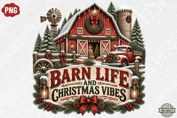 Barn Life Christmas Vibes PNG Design, Fa