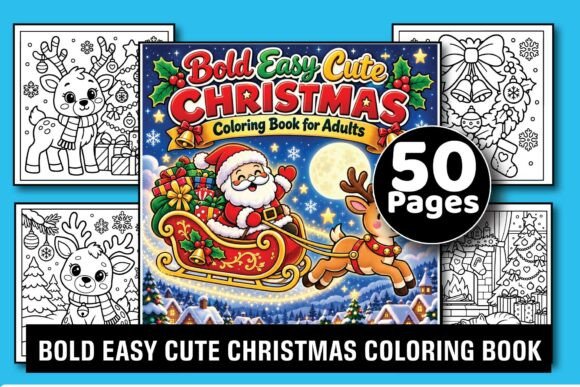 Bold Easy Cute Christmas Coloring Book
