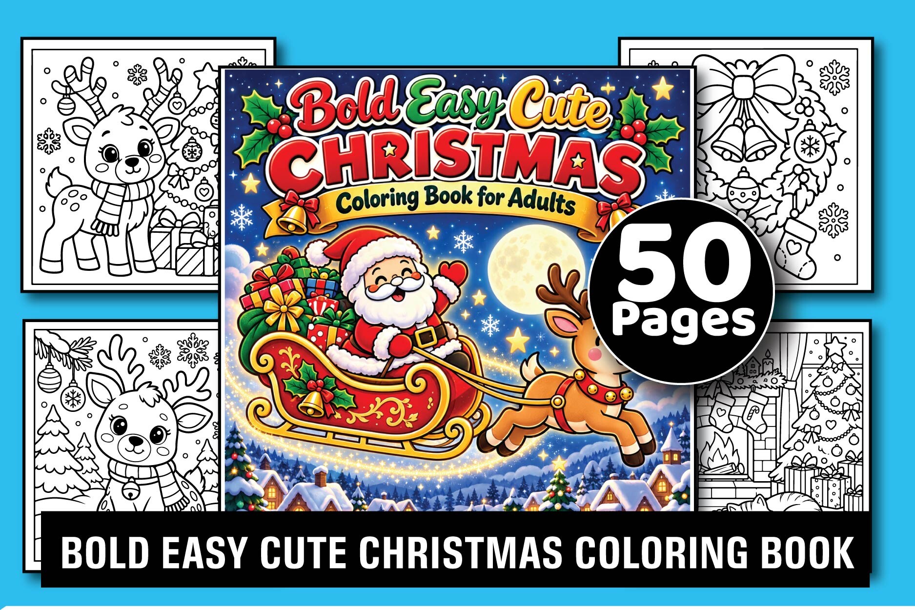 Bold Easy Cute Christmas Coloring Book