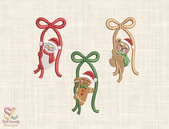 Christmas Bow Embroidery Design Set
