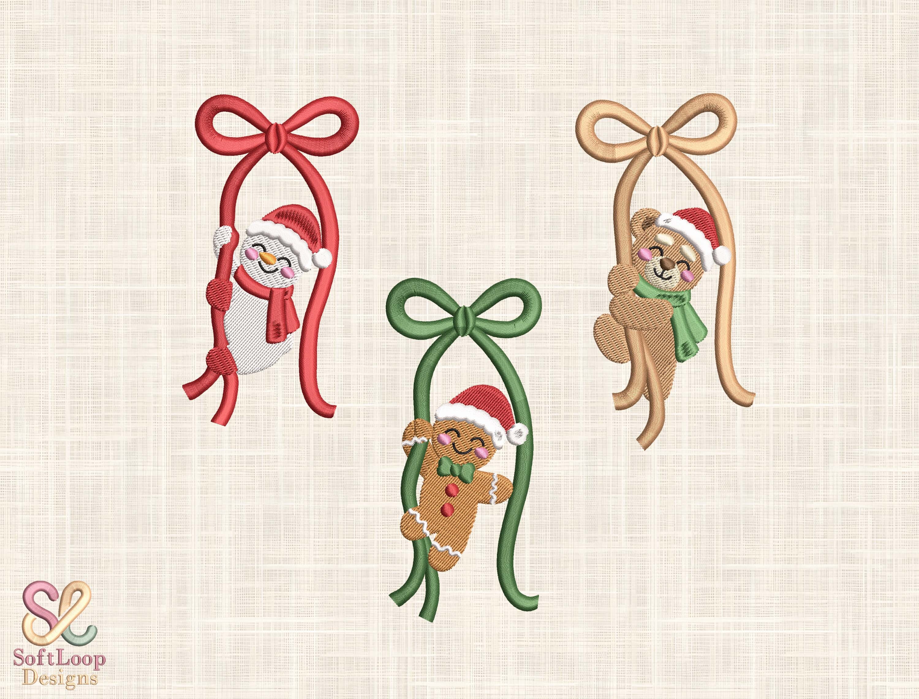 Christmas Bow Embroidery Design Set