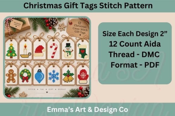 Christmas Cross Stitch Gift Tags Pattern