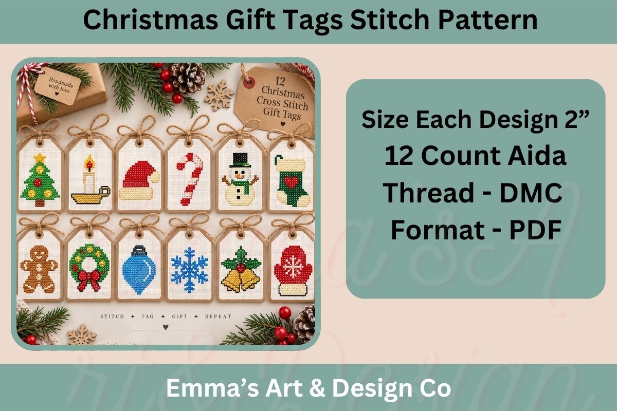Christmas Cross Stitch Gift Tags Pattern
