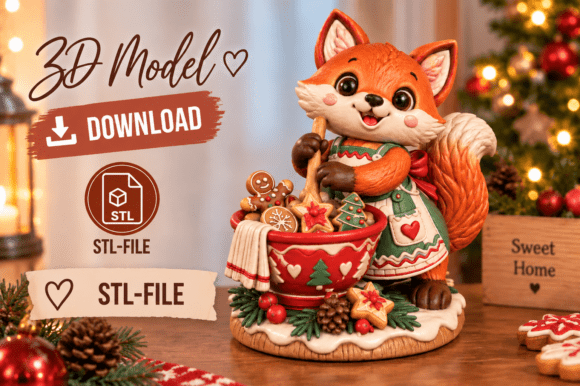 Christmas Fox Baker 3D Print Impresión 3D Por Artify Studio