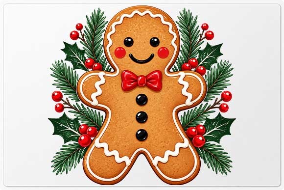 Christmas Gingerbread Man Bow PNG