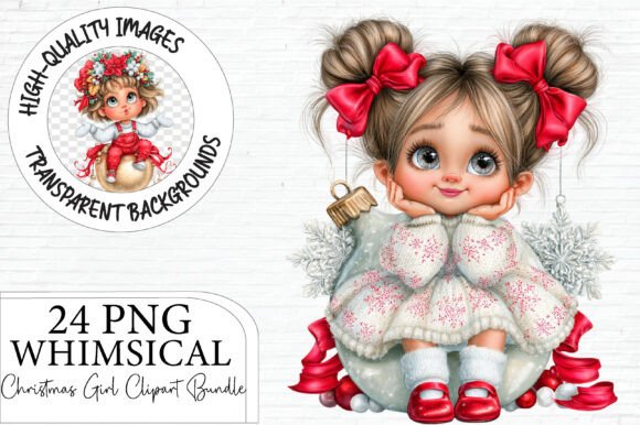 Christmas Girl Clipart PNG Bundle