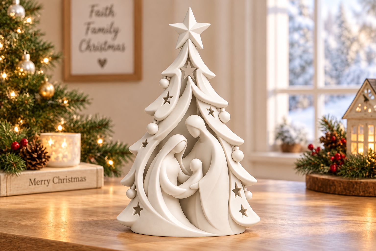 Christmas Nativity Tree Figurine STL 3D Print Model - Holiday Decor - Image 4