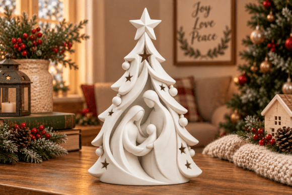 Christmas Nativity Tree Figurine STL 3D Print Model - Holiday Decor - Image 2