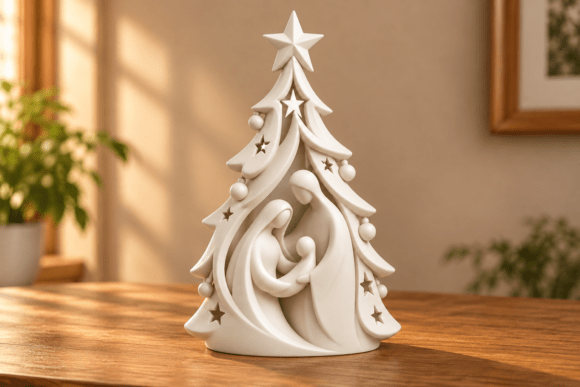 Christmas Nativity Tree Figurine STL 3D Print Model - Holiday Decor - Image 3