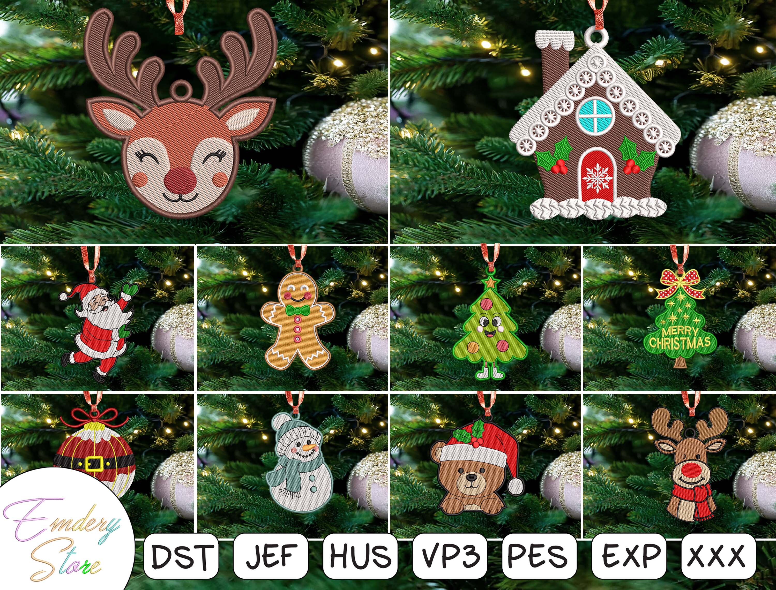 Christmas Ornament Embroidery Bundle