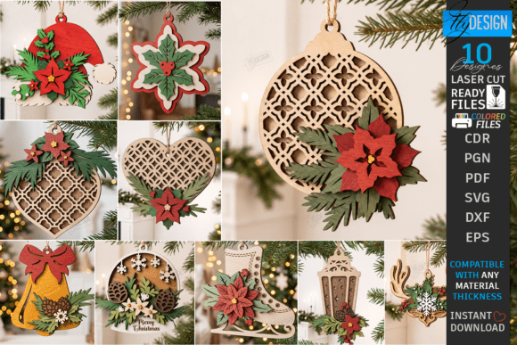 Christmas Ornament Laser Cut Bundle (Design 2) laser cut file
