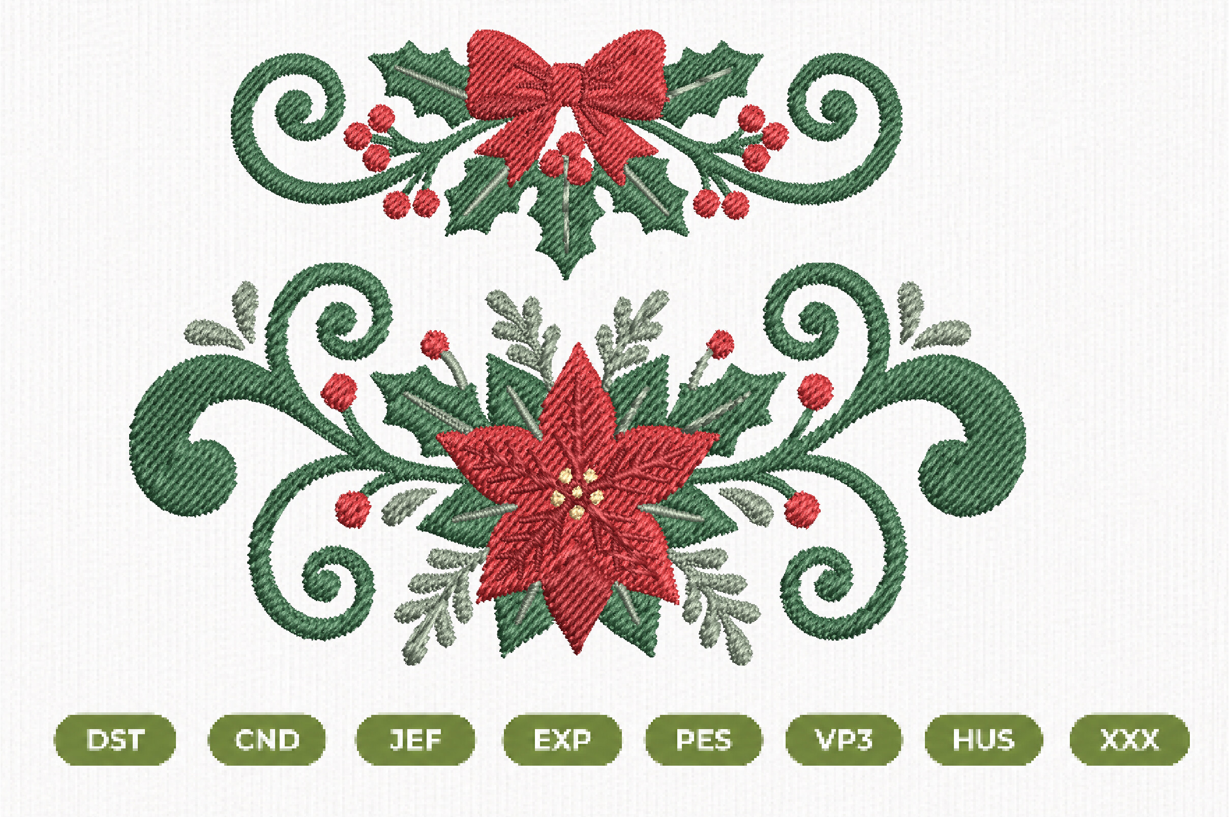Christmas Poinsettia Border Embroidery