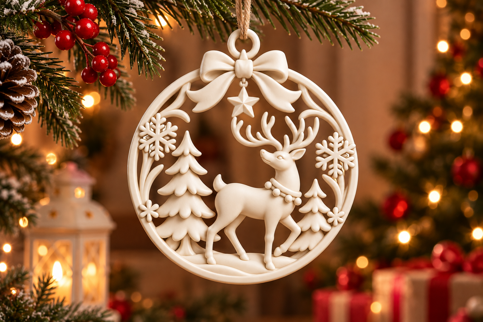 Christmas Reindeer Ornament STL – 3D Print Holiday Decor Model - Image 4