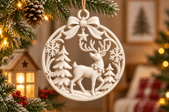 Christmas Reindeer Ornament STL – 3D Print Holiday Decor Model - Image 2