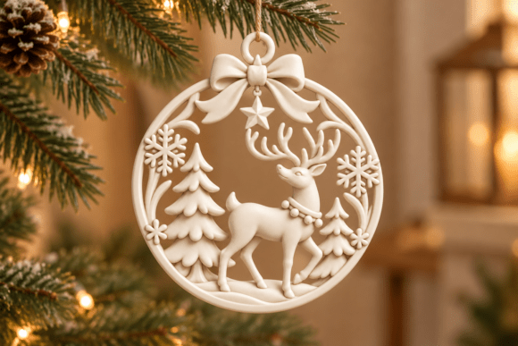Christmas Reindeer Ornament STL – 3D Print Holiday Decor Model - Image 3