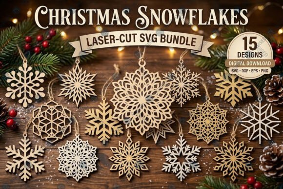 Christmas Snowflake Laser Cut SVG Bundle (Design 2) laser cut file