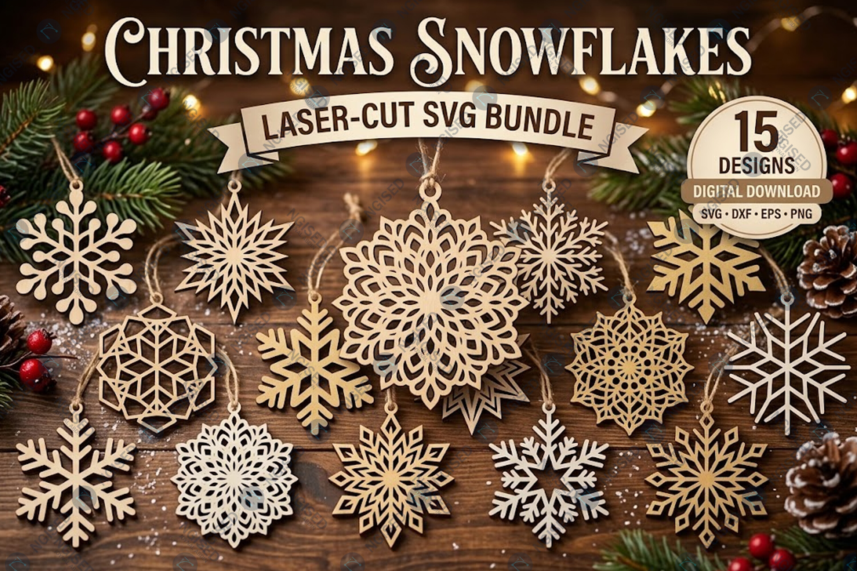 Christmas Snowflake Laser Cut SVG Bundle