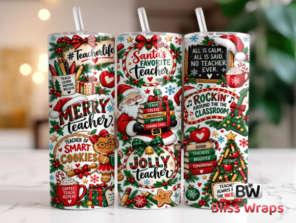 Christmas Teacher Tumbler Wrap