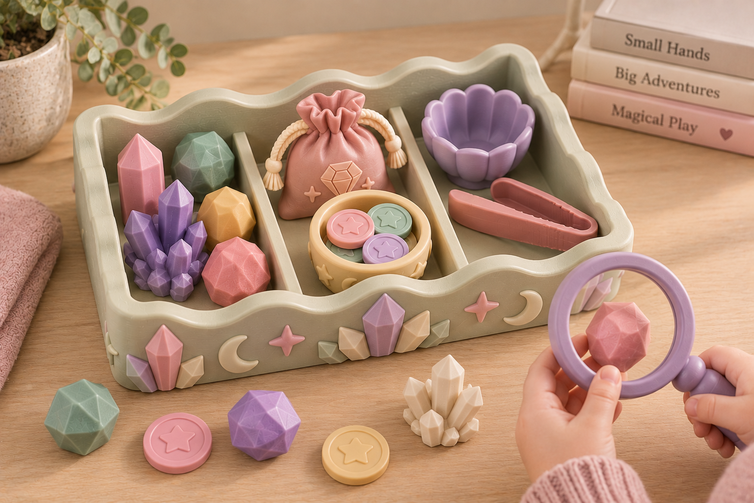 Crystal Treasure Sensory Playset STL | 3D Printable Gem Hunt & Sorting Tray - Image 8