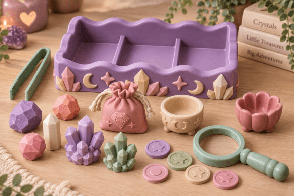 Crystal Treasure Sensory Playset STL | 3D Printable Gem Hunt & Sorting Tray - Image 5