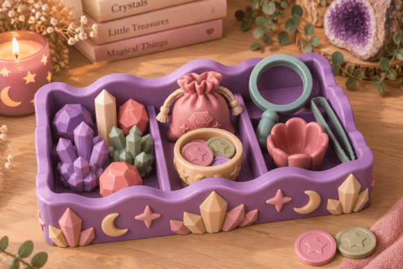 Crystal Treasure Sensory Playset STL | 3D Printable Gem Hunt & Sorting Tray - Image 6