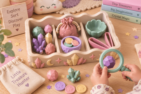 Crystal Treasure Sensory Playset STL | 3D Printable Gem Hunt & Sorting Tray - Image 7