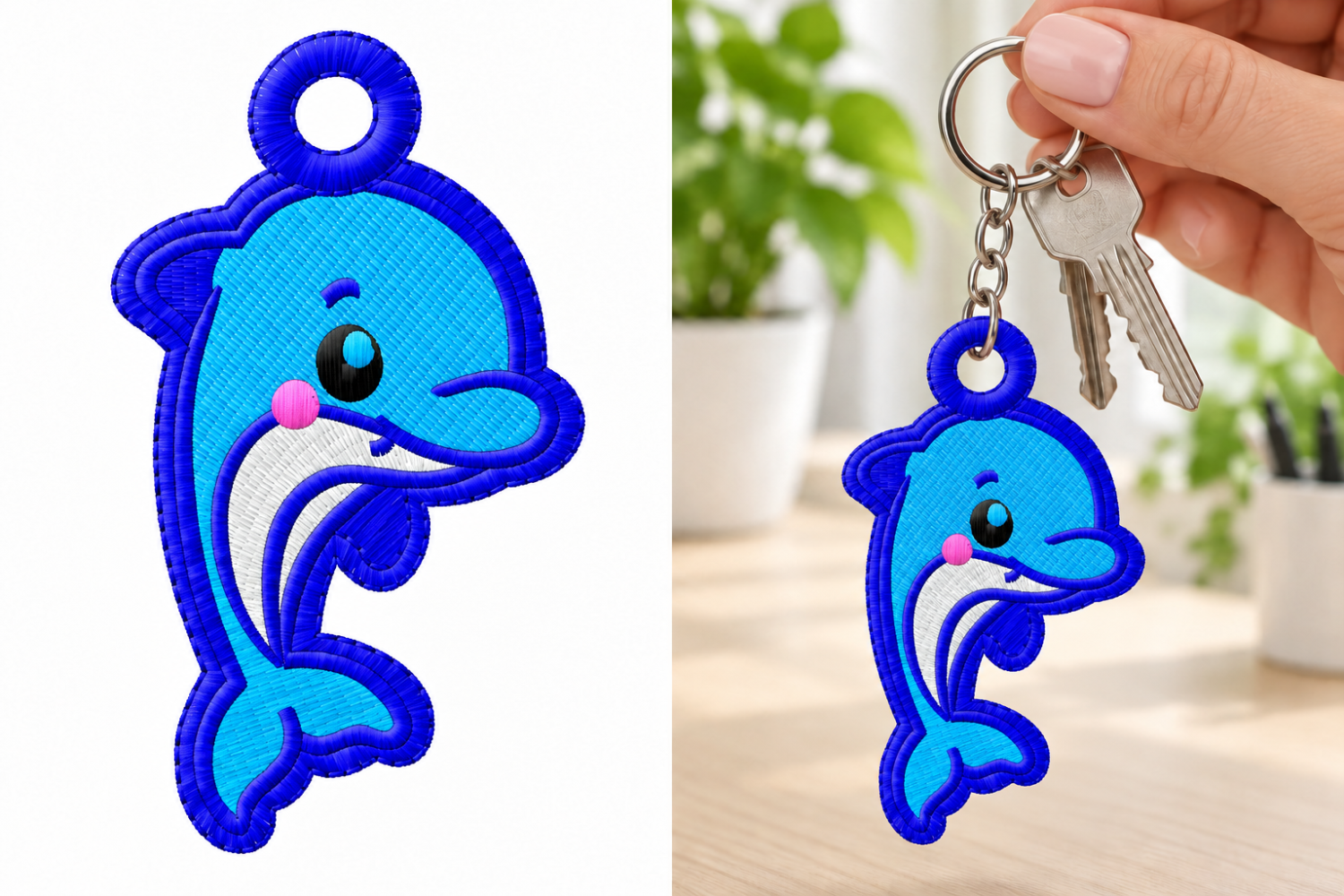 Cute Dolphin Keychain Embroidery Design