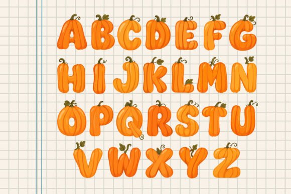 Cute Pumpkin Vector Alphabet Graphics