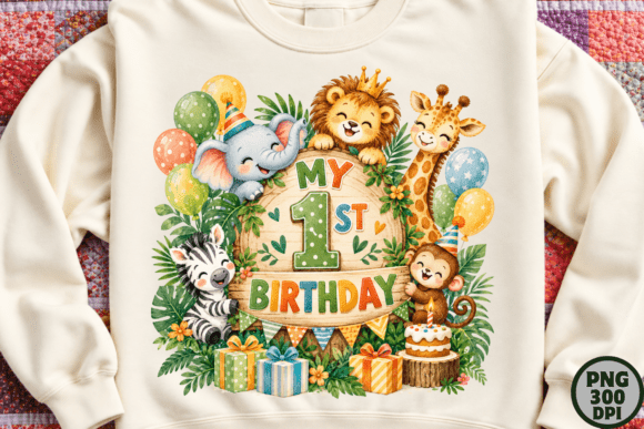 Cute Safari First Birthday PNG