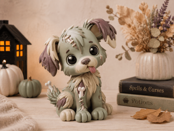 Cute Zombie Puppy STL – Halloween Dog 3D Print File for Painting & Display - Image 2