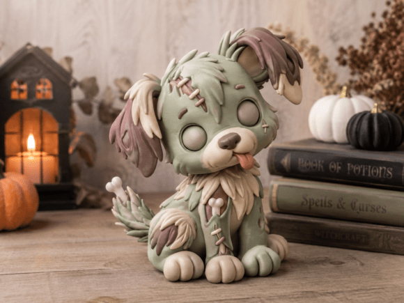Cute Zombie Puppy STL – Halloween Dog 3D Print File for Painting & Display - Image 4