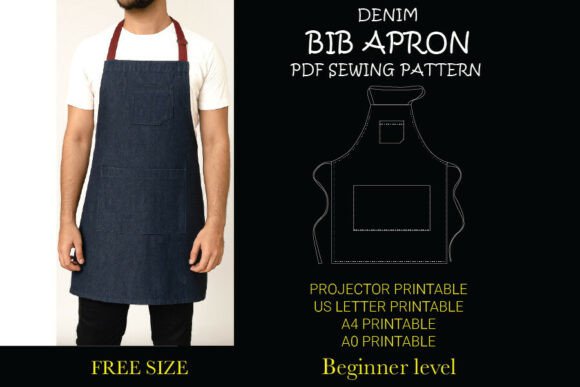 Denim Bib Apron PDF Sewing Pattern