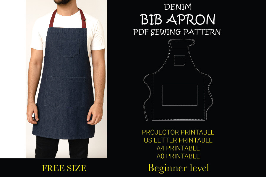 Denim Bib Apron PDF Sewing Pattern