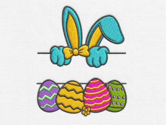Easter Bunny Eggs Embroidery Design