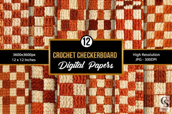 Fall Crochet Checkerboard Seamless Paper