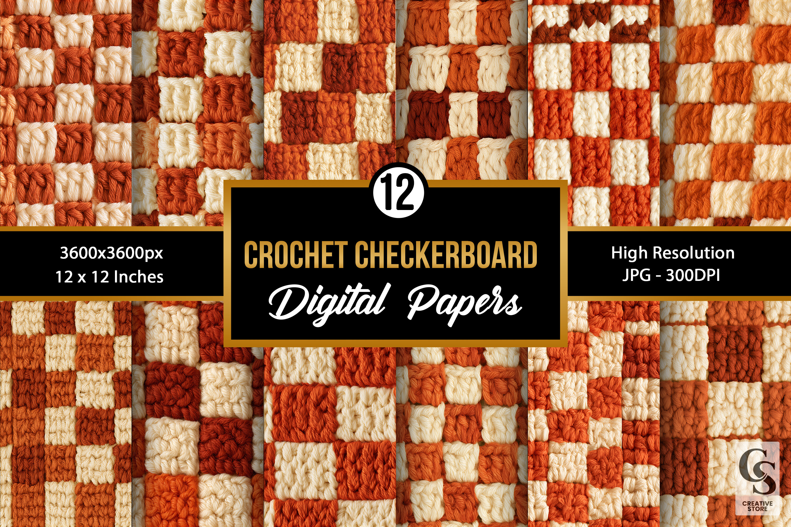 Fall Crochet Checkerboard Seamless Paper