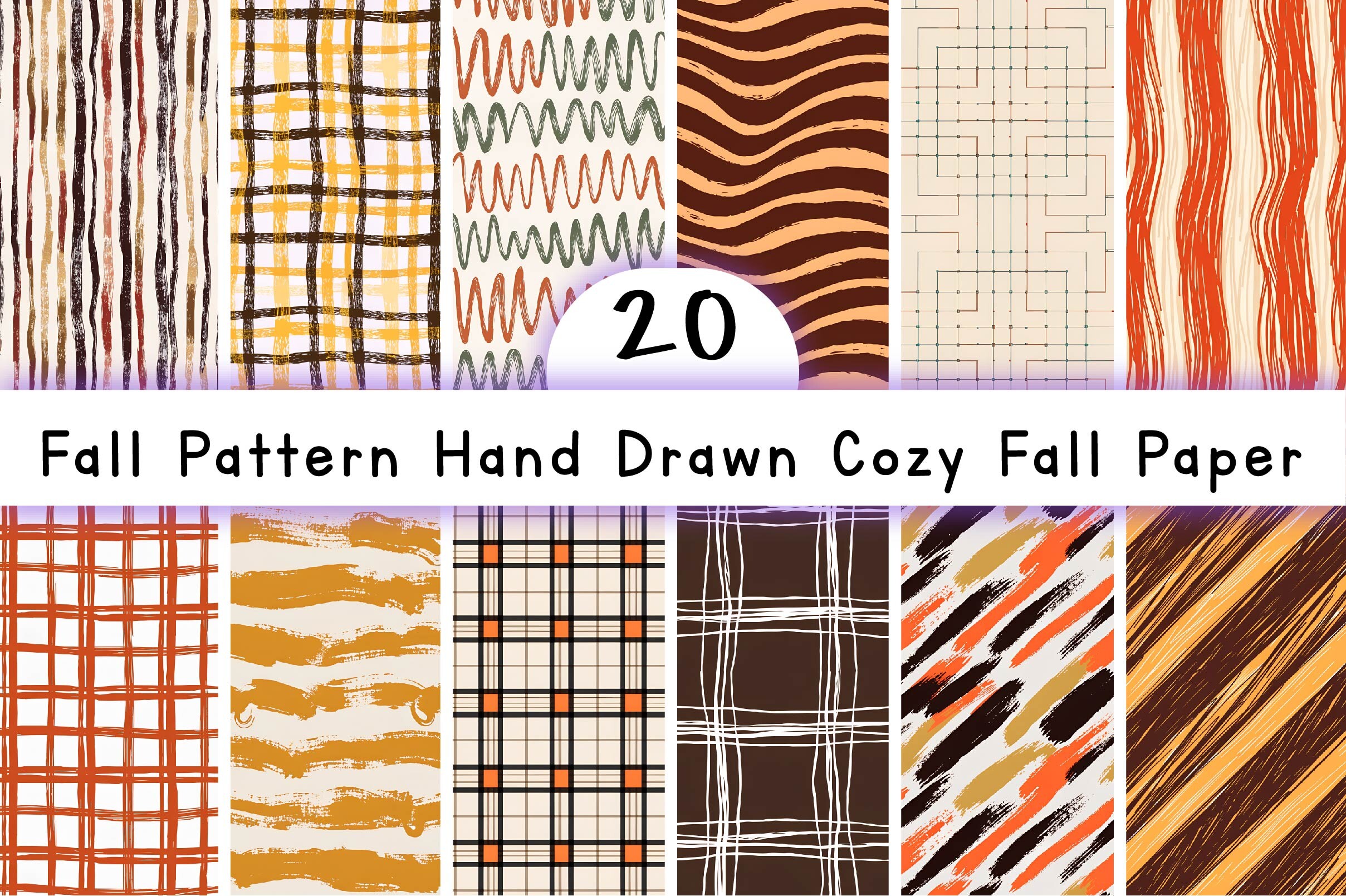 Fall Pattern Hand Drawn Cozy Fall Paper