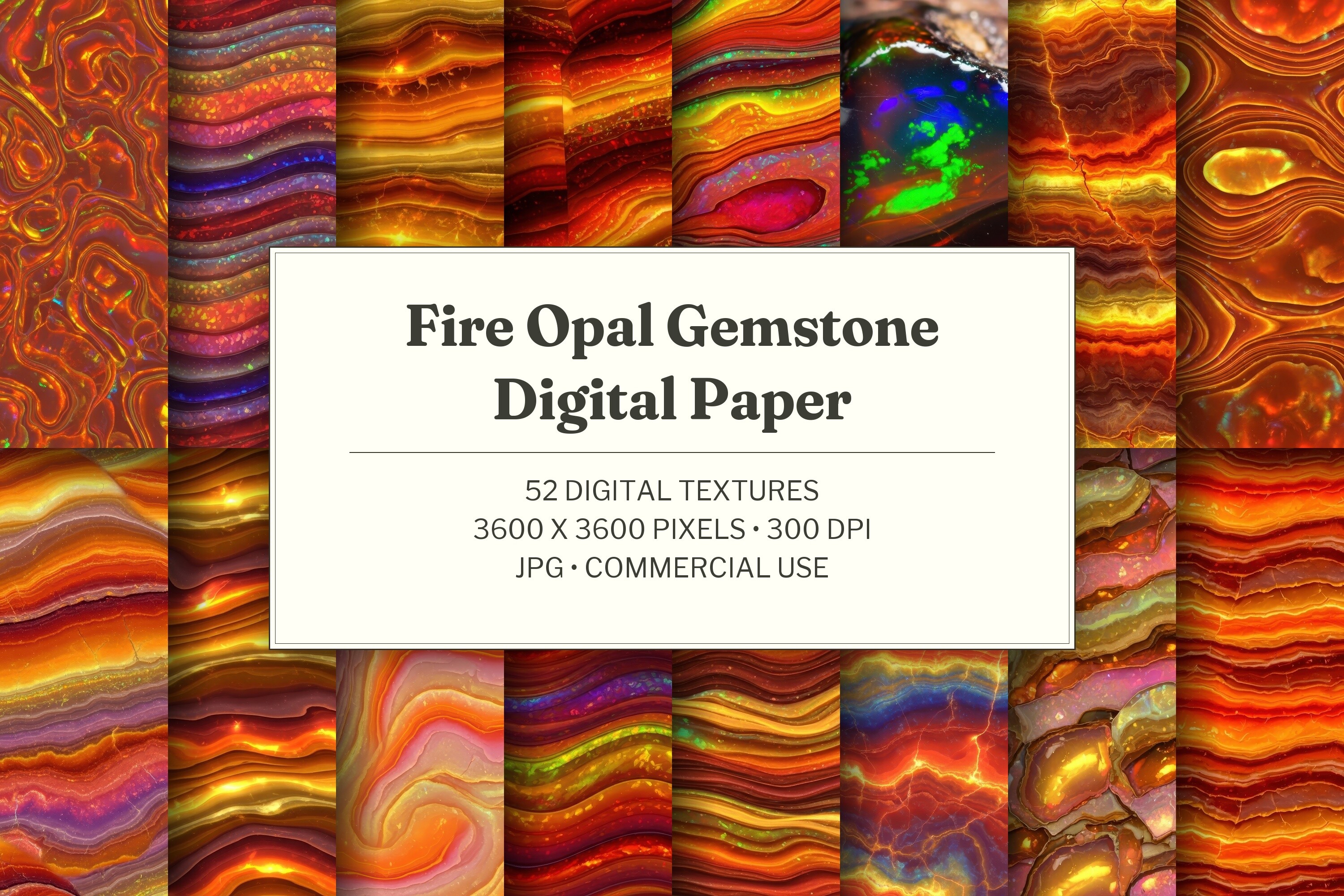 Fire Opal Gemstone Digital Paper