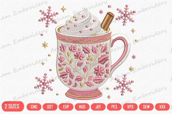Floral Hot Cocoa Cup with Snowflakes