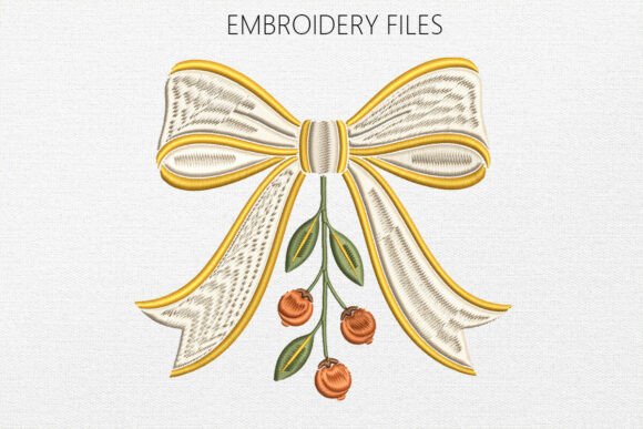 Floral Wreath and Bow Machine Embroidery