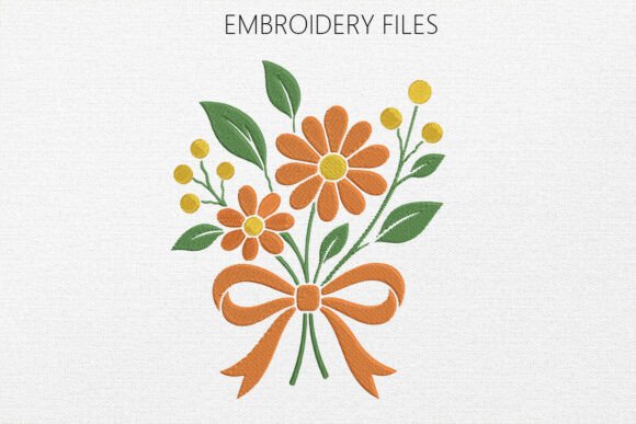 Floral Wreath and Bow Machine Embroidery